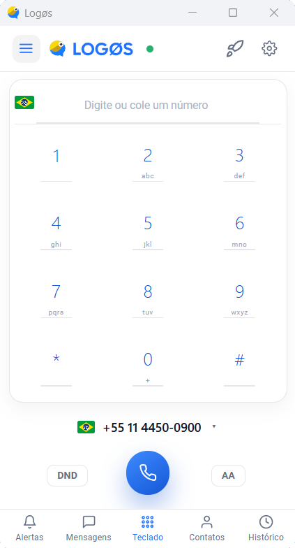Softphone do Voiicr no Windows: Discador do aplicativo