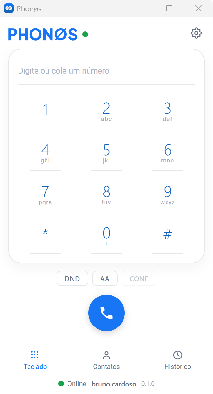 Softphone real com Discador, contatos e histórico de chamadas